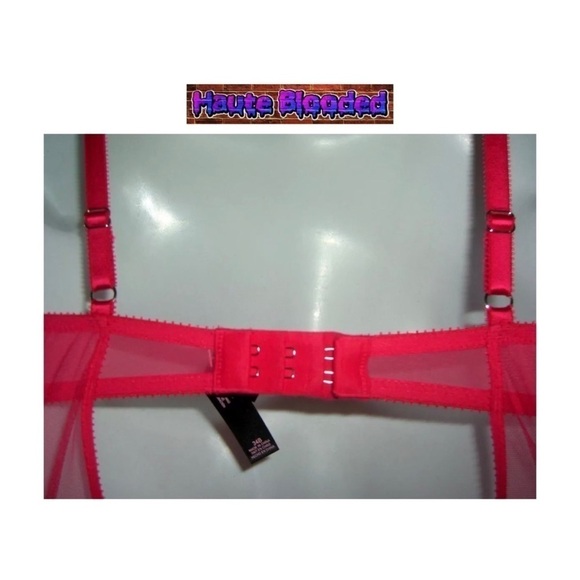 Victorias Secret Red Sheer Lace Bows Garter Cami Sexy Boudoir Pin Up Negligee - Picture 8 of 11